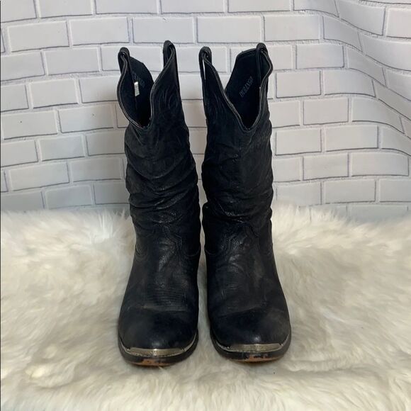 Durango Scrunched Slouch Black Leather BootsSz 10 - Picture 2 of 7